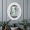 Head West Frosted Etched Tile Framed Oval Wall Vanity Mirror - 23" x 29"
